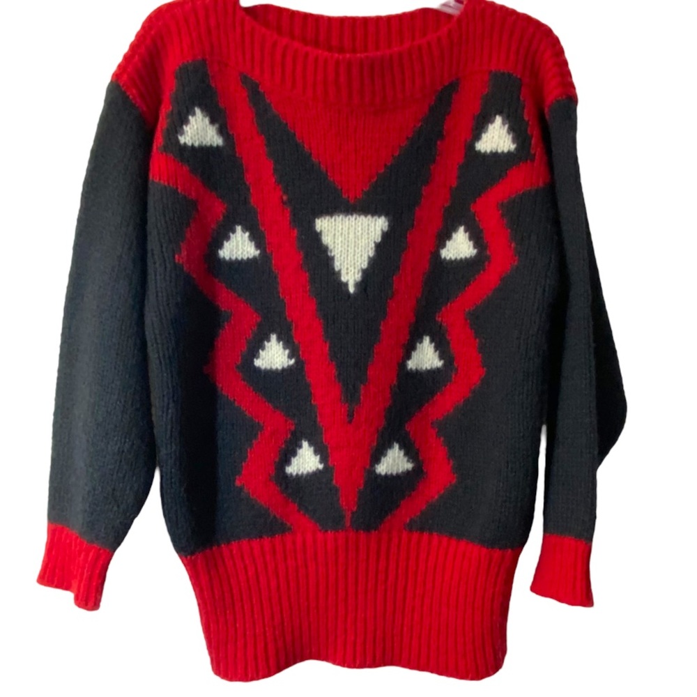 Vintage Adolfo Collectibles Western Black and Red Sweater Sz L
